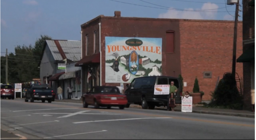 Youngsville mural in the center of town